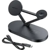 Acefast Qi 3in1 Kabelloses Ladegerät E9 15W, MagSafe (schwarz)