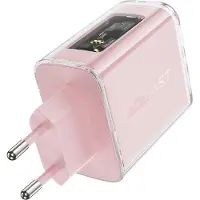 Acefast -Ladegerät GaN 65 W, 3 Anschlüsse (1xUSB, 2xUSB-C) - Pink