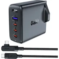 Acefast UK-GaN-Schnellladegerät 100 W Power Delivery 3 x USB-C 1 x USB - Schwarz