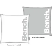 Bench Dekokissen . "", grau (grau, bedruckt), B:50cm L:50cm, Polyester, Dekokissen_Sitzkissen_Kissenhüllen, Dekokissen, Kissenhülle mit Wendemotiv und Rundum-Paspel