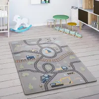 Paco Home Kinderteppich "Chicos 562", rechteckig, 4 mm Höhe, Flachgewebe, Straßen-Spiel-Teppich, Kinderzimmer