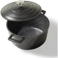 Stoneline Cooking POT Black Kochtopf inkl. Deckel, Gusseisen/Gussaluminium, 20 cm Durchmesser, Induktionsherd-geeignet, Antihaftbeschichtung