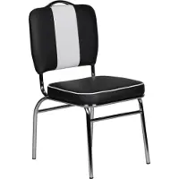 FineBuy Esszimmerstuhl American Diner Schwarz 50er Jahre Retro Stuhl Sitzfläche mit Rückenlehne Sitzhöhe 47 cm
