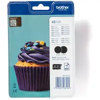 Brother LC123BKBP2, Schwarz, Tinte auf Pigmentbasis, 2 Stück(e), 600 Seiten, Doppelpack