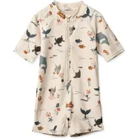Liewood - Kid's Max Printed Shortsleeve Swim Jumpsuit - Lycra Gr 68 weiß