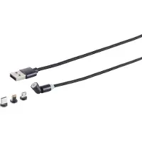 FREI Magnetisches USB Ladekabel Set, 3 in 1, 540°, schwarz, 1,0m