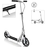 Globber NL 205 Deluxe – Tretroller, 205 mm, ABEC 9, Handbremse, höhenverstellb., Frontfederung, Klappmechanismus, silber