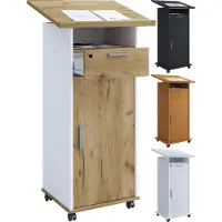 VCM Bürowagen "Holz Stehpult Rednerpult Stehtisch Rollen Melta T", schwarz, B:60cm T:50cm, Tische, Bürowagen