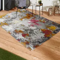 Andiamo Teppich "Portland", bunt (grau, multi), B:160cm H:3mm L:235cm, Obermaterial: 75% Polypropylen, 25% Polyester, Teppiche, Teppich, modernes Design, In- und Outdoor geeignet, Balkon, Terrasse