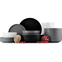 Konsimo Kombiservice VICTO Schale Dessertteller Speiseteller Suppenteller 6 Personen (24 El.), Bunt, Keramik, Loft, 20 cm | 27 cm | 18,5 cm | 14,5 cm