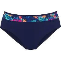 LASCANA Bikini-Hose , Damen, Gr. 44, N-Gr, bunt (navy, pink bedruckt), Recycling-Polyamid, bedruckt, Badehosen Bikini-Hose, mit bedruckter Blende am Bund