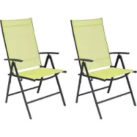 Mojawo 2er Garten Klappstuhl Gartenstuhl - Textilen Anthrazit Limegrün 7 Pos.