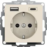 Gira Steckdose USB 16A 250V Cremeweiß 2fach Typ A/C