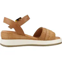 Carmela für Damen. 16222702-CAMEL Braune Sandalen 162227 (38), Stoff, 5 bis 8 cm, Schnalle, Lässig