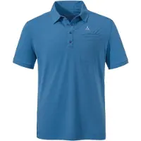 Schöffel Poloshirt SCHÖFFEL "Polo Shirt Ramseck M", Herren, Gr. 56, blau (8405, blau), Oberstoff: 77% Polyester, 18% Lyocell, 5% Elasthan, V-Ausschnitt, Shirts Poloshirt