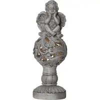 Star Trading Solar Figur ,Angel' , Engel in Stein-Optik , Dämmerungssensor , LED warmweiß , H 27cm