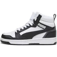 Puma Rebound V6 Mid Jr White-Black-Shadow Gray Größe EU 38,5