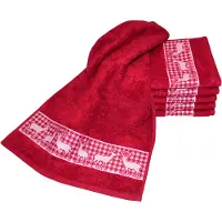 Dyckhoff Gaestehandtuecher "Hirschparade", rot (granat), B:30cm L:50cm, Frottier, Frottier, Handtücher, Gaestehandtuecher, Made in Germany (6 Gästetücher)