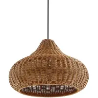 LUCANDE Außenhängelampe Taniola, 3-flg., beige, Rattan, IP44