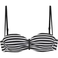 Venice beach Bandeau-Bikini-Top "Summer", Damen, Gr. 42, Cup D, schwarz-weiß (schwarz, weiß), Polyamid, Xtra Life LYCRA, Bikini-Oberteile Bandeau-Bikini-Top, Im Streifendesign