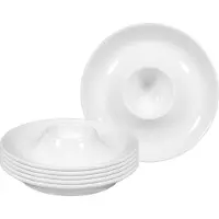 Seltmann Eierbecher WEIDEN "Eierbecher mit Ablage Rondo/Liane ø 12,5 cm 6er Set weiß", weiß, Porzellan, Eierbecher, Eierbecher