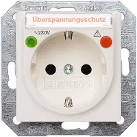 Siemens 5UB1564 DELTA i-system Steckdose m. Schriftf./Übersp.schutz/Funktionsanz.,titanweiß