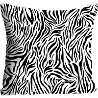 Queence Dekokissen "Finn", schwarz (schwarz, bedruckt), B:40cm L:40cm, Polyester, Dekokissen_Sitzkissen_Kissenhüllen, Dekokissen, Kissenhülle,Zebra-Fell,Tiermuster,Geometrisch,Schwarz-Weiß,Naturmotiv