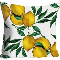 Queence Dekokissen "Mike", gelb (grün, gelb, bedruckt), B:40cm L:40cm, Polyester, Dekokissen_Sitzkissen_Kissenhüllen, Dekokissen, Kissenhülle,Zitronen,Zitronenbaum,Fruchtmotiv,Sommerlich,Gelb,Frisch