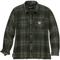 Carhartt Rugged Flex Loose Fit Midweight Flannel Long-sleeve Plaid Shirt basil (G72) XS REG