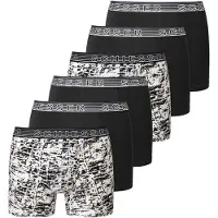 Schiesser Boxershorts "Boxershort 6er Pack", Jungen, Gr. 176, schwarz (schwarz, weiß), Obermaterial: 95% Baumwolle CO. 5% Elasthan EL., Unterhosen Boxershorts