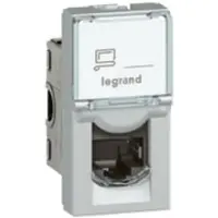 Legrand 079471 Mosaic 1-fach RJ45, Kat 6A, UTP, 1-modulig, Farbe: Aluminium