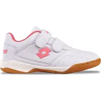 Lotto Hallenschuh , Jungen, Gr. 35, weiß (weiß, fr.pink), Synthetik, mehrfarbig, Schuhe Hallenschuh, - mit nicht-färbender Sohle