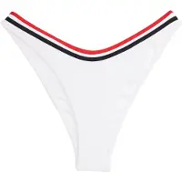 Tommy Hilfiger Bikini-Hose "HIGH LEG CHEEKY", Damen, Gr. L (40), N-Gr, weiß, Polyamid, SWIMWEAR, unifarben mit Farbeinsätzen, Badehosen Bikini-Hose, mit farbigen Bändern