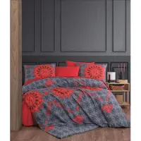 L'essentiel Maison , Saltanat - Red, King-Size-Bettbezug-Set (FR), Rot, 50 % BAUMWOLLE / 50 % POLYESTER, 240 x 220 cm