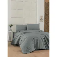 L'essentiel Maison , Dark Grey, Ranforce Super King Bettbezug-Set (FR), Dunkelgrau, 100 % BAUMWOLLE RANFORCE, 260 x 220 cm