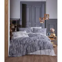 L'essentiel Maison , Lara - Grey, Ranforce King-Size-Bettbezug-Set (FR), 100 % BAUMWOLLE RANFORCE, Grau, 240 x 220 cm