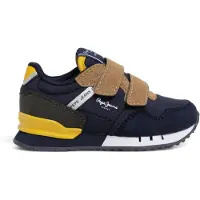 Pepe Jeans für Jungen. PBS40007 London Class Bk navy Turnschuhe (26), Wohnung, Klettverschluss, Lässig, Marine, Kinderbekleidung