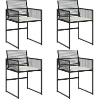 The Living Store Gartenstühle mit Kissen 4 Stk. Schwarz Poly Rattan