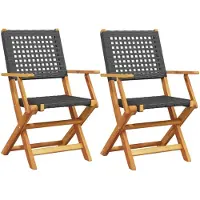 The Living Store Gartenstühle 2 Stk. Schwarz Massivholz Akazie und Poly Rattan