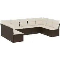 The Living Store 9-tlg. Garten-Sofagarnitur mit Kissen Braun Poly Rattan