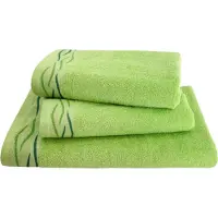 Dyckhoff Handtuch Set "Wave", grün, 3 Stk., Frottier, Frottier, Obermaterial: 100% Baumwolle, Handtuch-Sets, Handtuch Set, mit Jacquard-Bordüre;4 Handtücher (50x100cm), 2 Duschtücher (70x140cm)