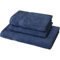 Dyckhoff Handtuch Set "Planet", blau (marine), 3 Stk., Walkfrottier, Walkfrottier, Obermaterial: 100% Baumwolle, Handtuch-Sets, Handtuch Set, 2 Handtücher (50x100cm), 1 Duschtuch (70x140cm)
