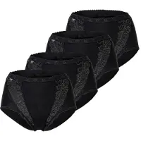 Sloggi Taillenslip , Damen, Gr. 50, 4 Stk., schwarz, 95% Baumwolle, 5% Elasthan, Spitze:9% Elasthan, 20% Baumwolle, 71% Polyamid, Unterhosen Taillenslip