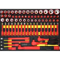 Ks Tools 3/8"+1/2" Isolierter Steckschlüssel-Satz mit Drehmomentschlüssel in Schaumstoffeinlage 72tlg. - 117.6172