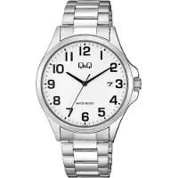 Q&Q Herrenuhr Edelstahl Herrenuhr mit Edelstahlarmband, silberfarben/ZB weiß