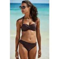 S.oliver Red Label Bügel-Bandeau-Bikini-Top "Rome", Damen, Gr. 34, Cup E, braun, Polyamid, unifarben, Bikini-Oberteile Bügel-Bandeau-Bikini-Top, in Wickeloptik