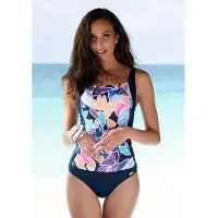 Sunseeker Badeanzug "Tahiti", Damen, Gr. 46, Cup D, blau (marine, bedruckt), Polyamid, Badeanzüge Badeanzug, aus softer Microfaser
