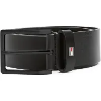Tommy Hilfiger Ledergürtel "ADAN 3.5 cm breit EXT", Herren, Gr. 130, schwarz, Rindsleder, unifarben, Gürtel Ledergürtel, Metalllogopatch, Einfachdornschnalle