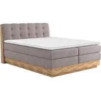 Home affaire Boxspringbett "Naome", grau (stone), B:201cm L:217cm, 100% Polyester, Komplettbetten, Boxspringbett, Boxspringbett, Inklusive Topper