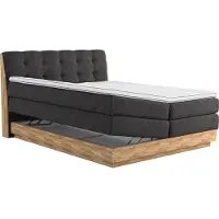 Home affaire Boxspringbett "Naome", schwarz, B:201cm L:217cm, 100% Polyester, Komplettbetten, Boxspringbett, Boxspringbett, Inklusive Topper